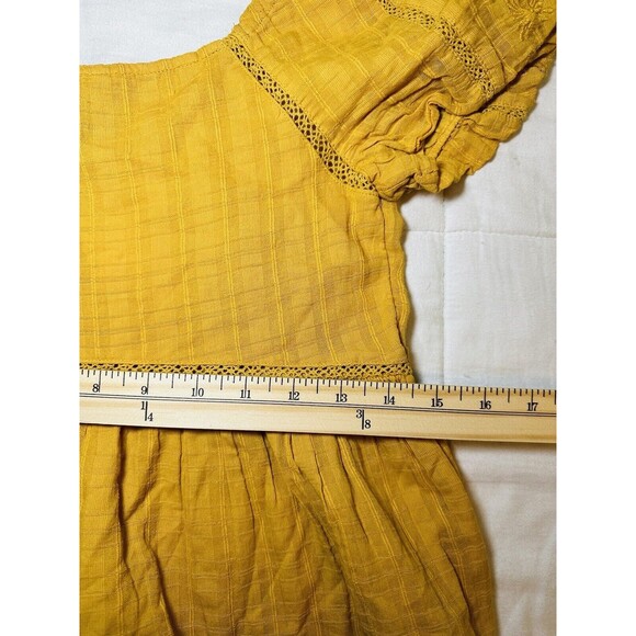 AMERICAN EAGLE AE Puff Sleeve Mustard Yellow Babydoll Mini Dress SIZE‎ XS NWT - Picture 12 of 13